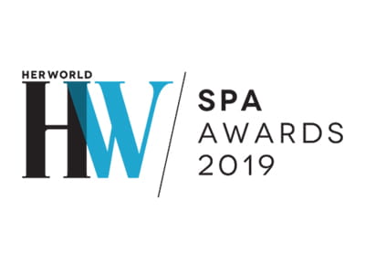 HERWORLD HW SPA AWARDS 2019 signage.
