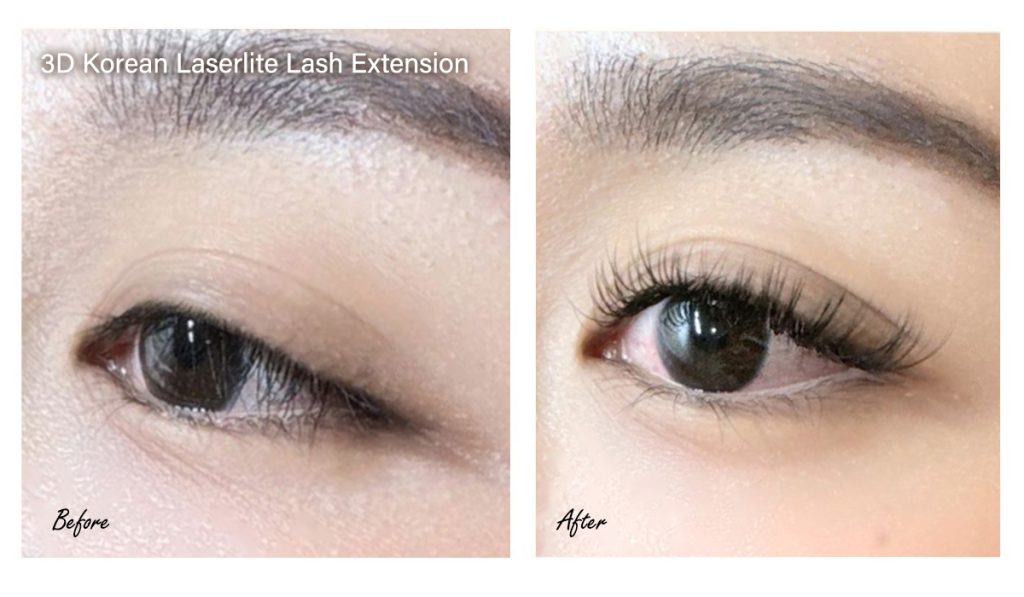 3D Korean laseerlite Lash extension before and after